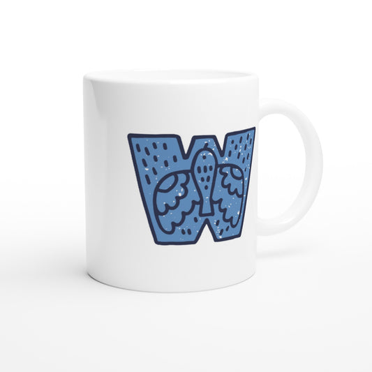 Letter W - Blue bird Mok - Beker