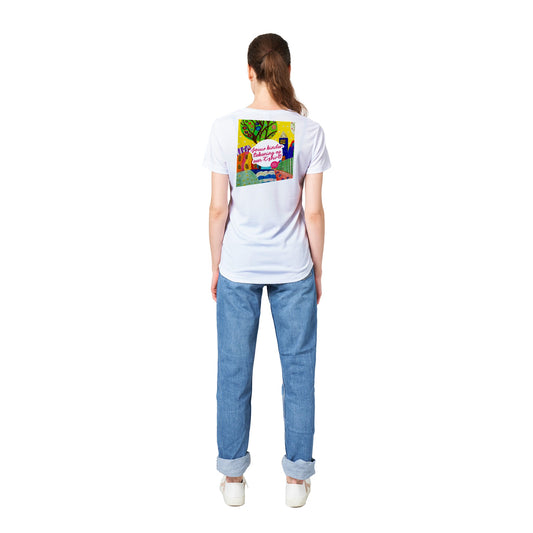 Jouw kindertekening op een Performance dames T-shirt met ronde hals