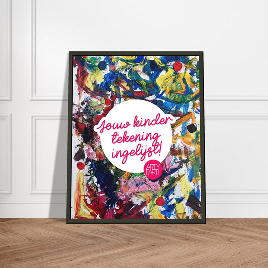 Jouw kindertekening op poster met metalen lijst