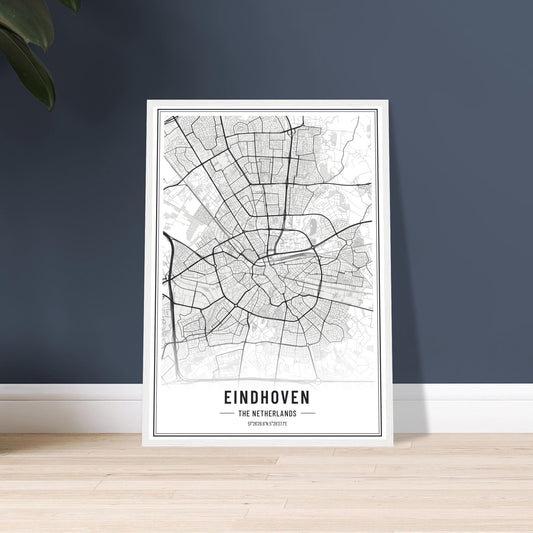Kaart van Eindhoven op poster - kant-en-klare houten ingelijste posters!