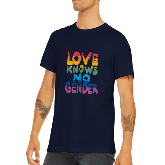 Love knows NO gender klassiek uniseks T-shirt met ronde hals - pride - rainbow - love is love