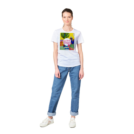 Jouw kindertekening op een Performance dames T-shirt met ronde hals