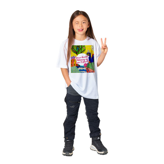 Jouw kindertekening op een kinder T-shirt met ronde hals