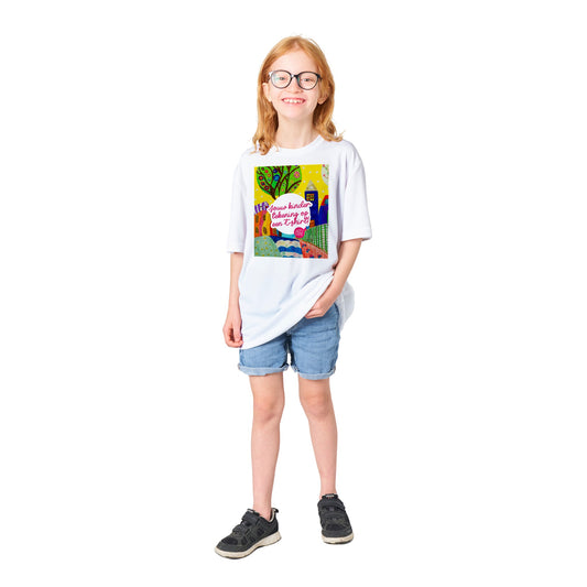 Jouw kindertekening op een kinder T-shirt met ronde hals