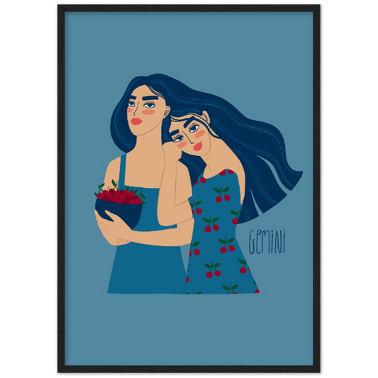 Gemini - Tweeling | Sterrenbeeld poster | mat papier | houten lijst