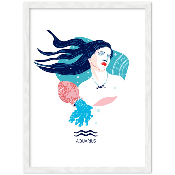 Aquarius - Waterman | Sterrenbeeld poster | mat papier | houten lijst
