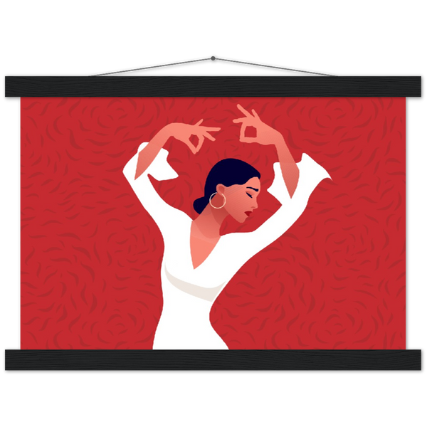 Spaanse danseres, Flamenco | mat papier poster met houten hanger