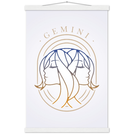Sterrenbeeld poster GEMINI - TWEELING | mat papier poster met houten hanger