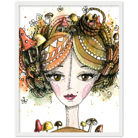 Mushroom girl | poster | mat papier | houten lijst