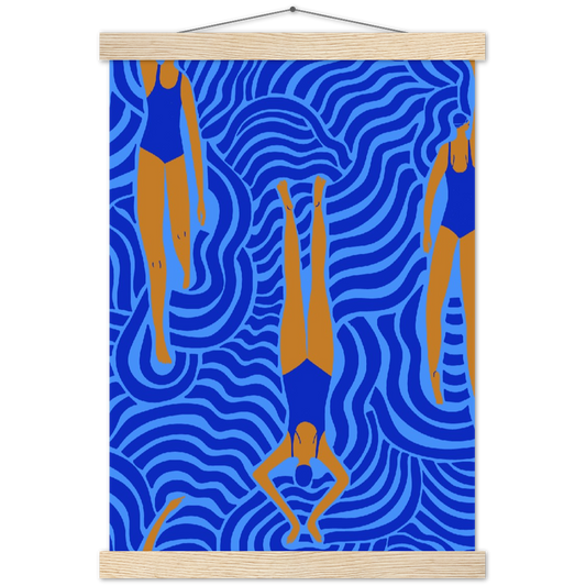 Let's go swimming! | mat papier poster met houten hanger