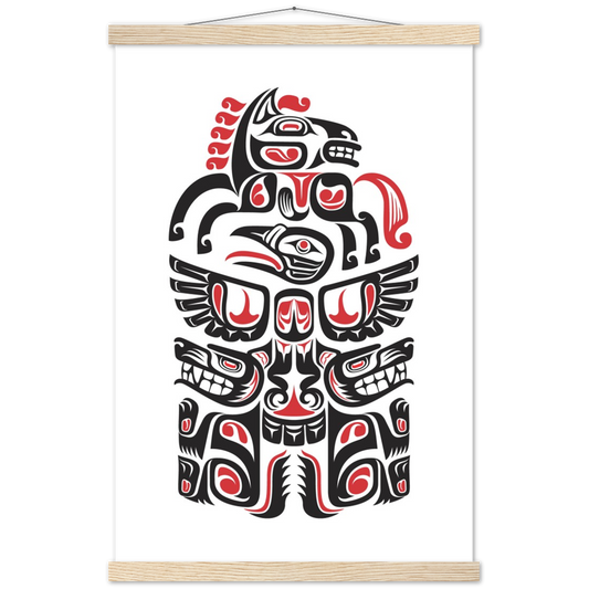 Haida style | mat papier poster met houten hanger