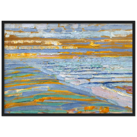 Strand en pier, Domburg - Piet Mondriaan | poster | mat papier | houten lijst