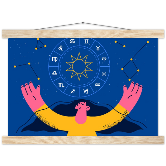 Sterrenbeeld poster - dierenriem | mat papier poster met houten hanger