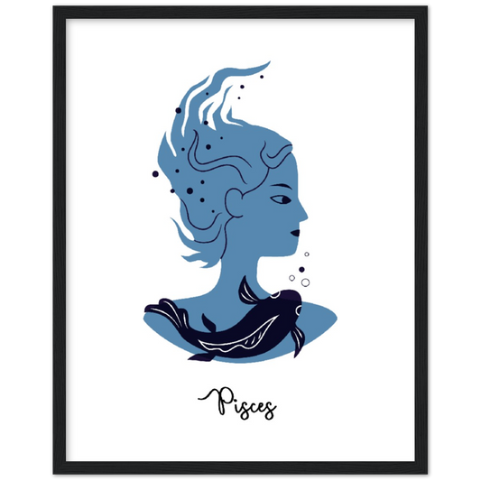 Pisces - Vissen | Sterrenbeeld poster | mat papier | houten lijst