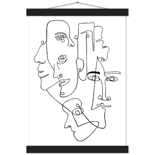 Mijn familie | mat papier poster met houten hanger