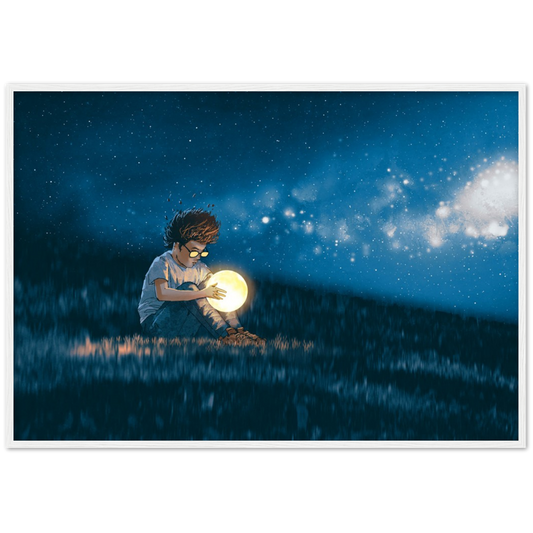 Holding the moon | poster | mat papier | houten lijst