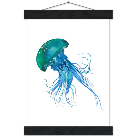 Jellyfish | mat papier poster met houten hanger