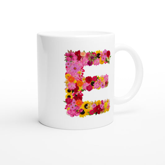 Letter E -  bloemen Mok - Beker