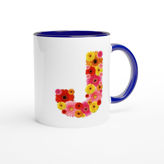 Letter J - Bloemen Mok | Meerdere kleuren!