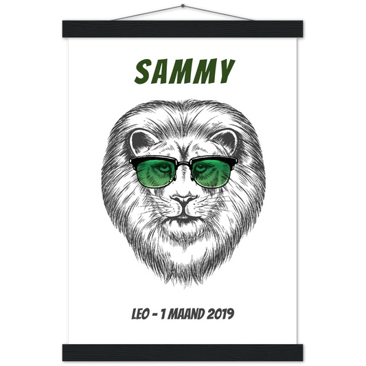 Sterrenbeeld Poster LEO - LEEUW | Gepersonaliseerd | mat papier poster met houten hanger