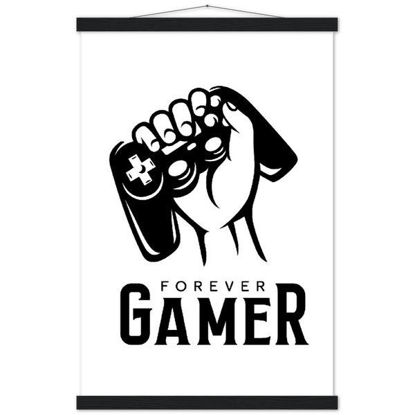 Gamer forever | mat papier poster met houten hanger