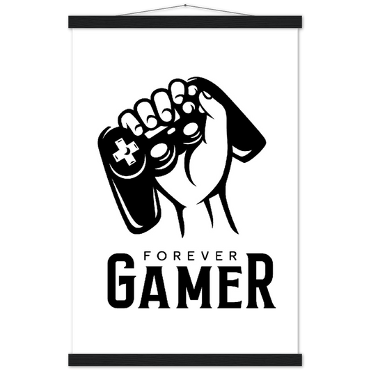 Gamer forever | mat papier poster met houten hanger
