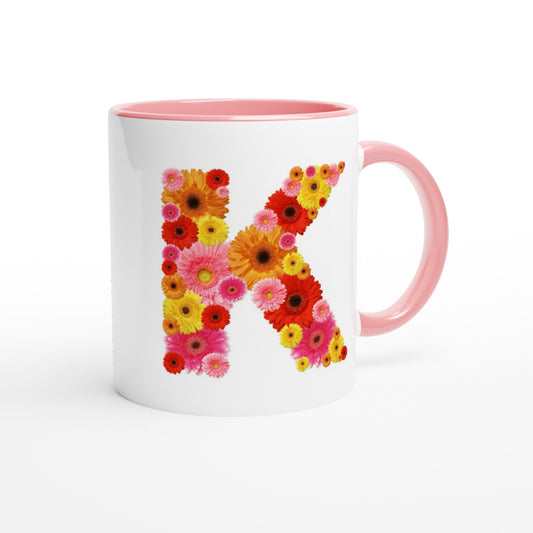 Letter K - Bloemen Mok | Meerdere kleuren!