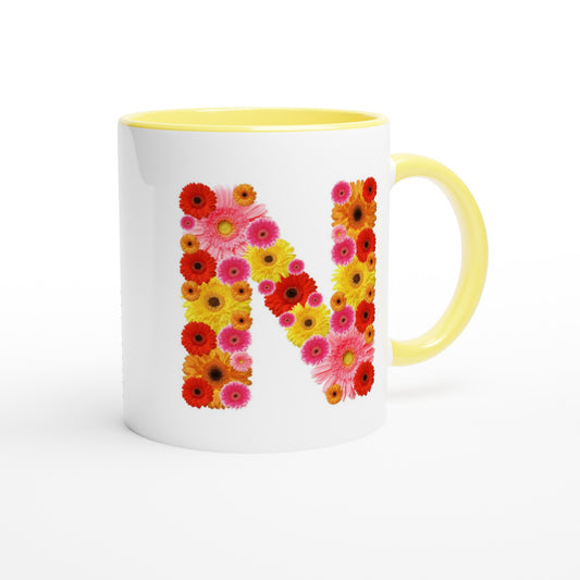 Letter N - Bloemen Mok | Meerdere kleuren!