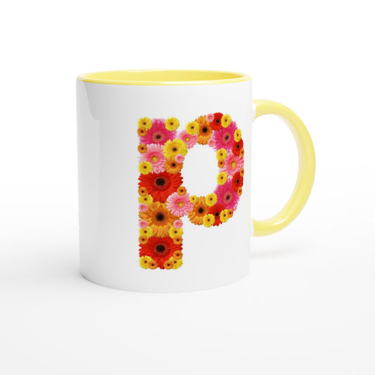 Letter P - Bloemen Mok | Meerdere kleuren!