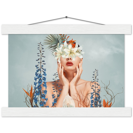 Flower lady | mat papier poster met houten hanger