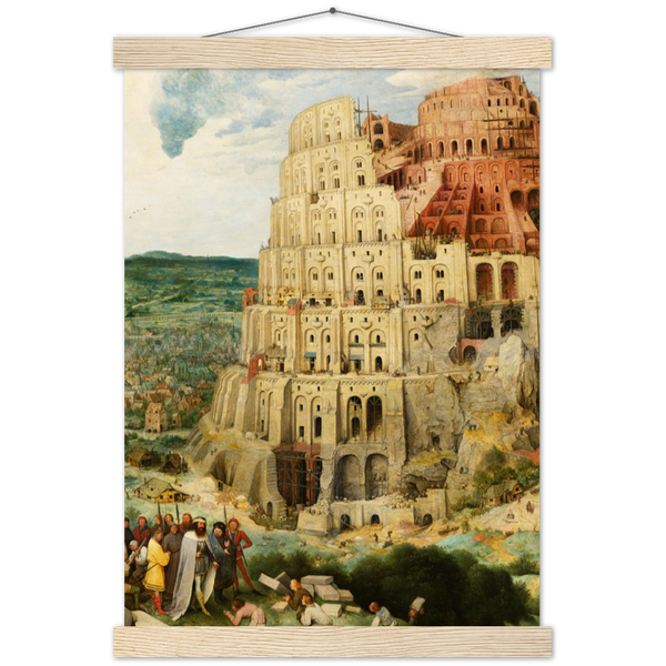 Toren van Babel | mat papier poster met houten hanger