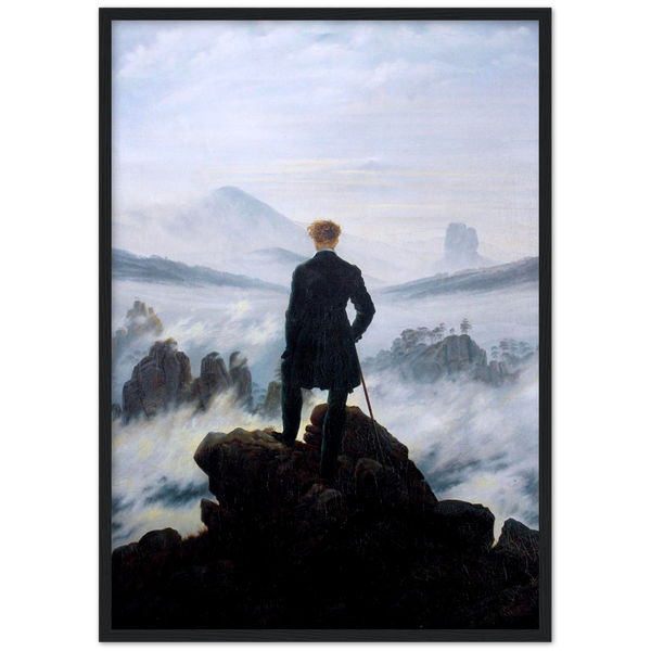 De wandelaar - Caspar David Friedrich | poster | mat papier | houten lijst