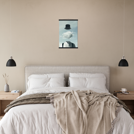 Met je hoofd in de wolken | mat papier poster met houten hanger