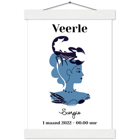 Sterrenbeeld Poster SCORPIO - SCHORPIOEN | Gepersonaliseerd | mat papier poster met houten hanger