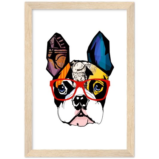 Rode hond | poster | mat papier | houten lijst