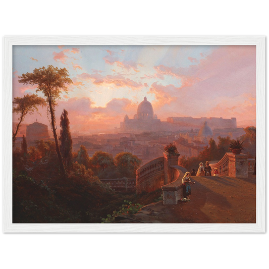 Uitzicht op Rome -Johann Hermann Carmiencke | poster | mat papier | houten lijst