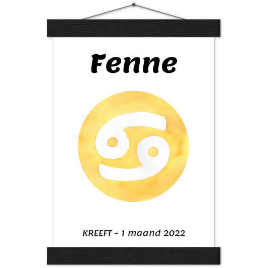 Sterrenbeeld Poster CANCER - KREEFT | Gepersonaliseerd | mat papier poster met houten hanger