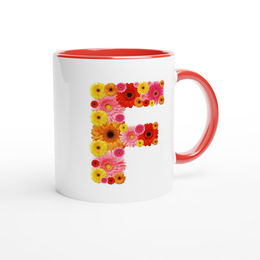 Letter F - Bloemen Mok | Meerdere kleuren!