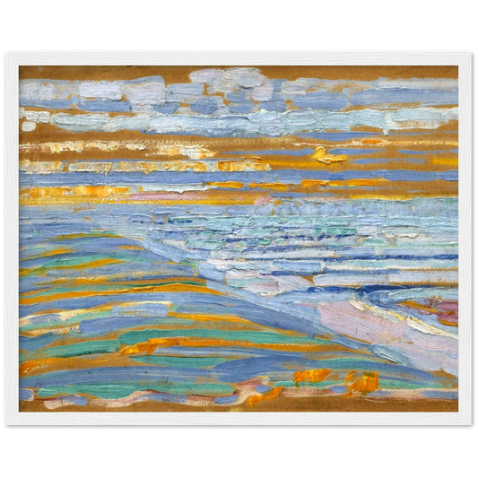 Strand en pier, Domburg - Piet Mondriaan | poster | mat papier | houten lijst