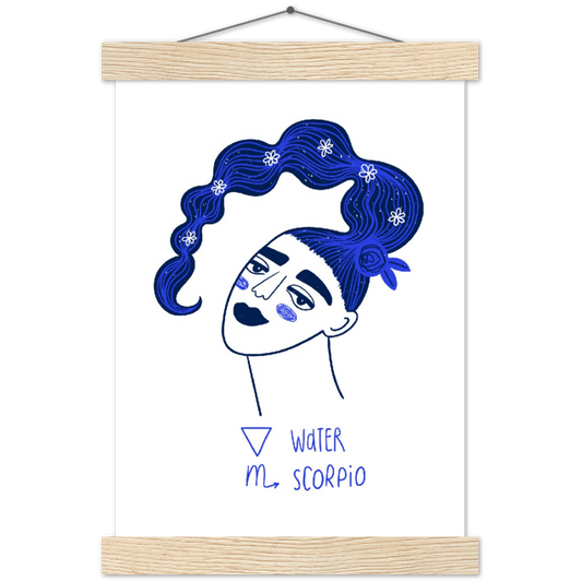 Sterrenbeeld poster SCORPIO - Schorpioen | mat papier poster met houten hanger