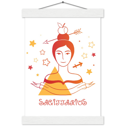 Sterrenbeeld Poster SAGITTARIUS - BOOGSCHUTTER | Gepersonaliseerd | mat papier poster met houten hanger