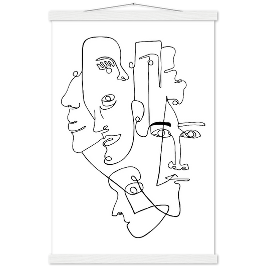 Mijn familie | mat papier poster met houten hanger