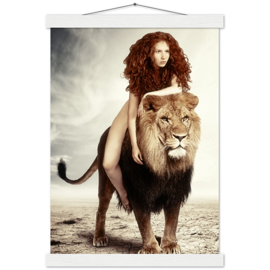 Like a lion | mat papier poster met houten hanger