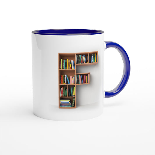 Letter F - Mok met boeken | Meerdere kleuren!