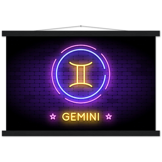 Sterrenbeeld poster GEMINI - TWEELING | mat papier poster met houten hanger