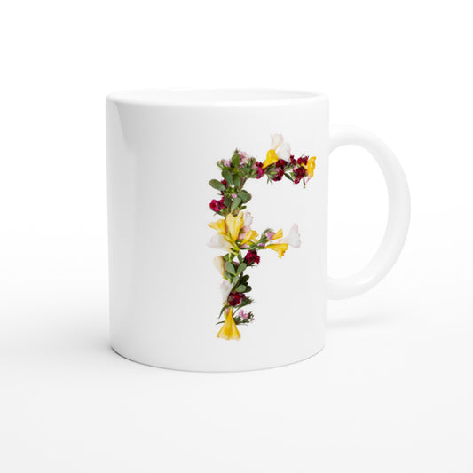 Letter F -  Bloemen Mok - Beker