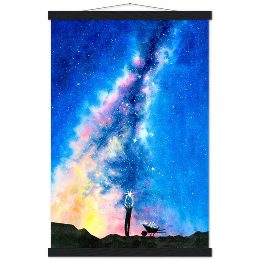 The man of the stars | mat papier poster met houten hanger