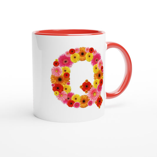 Letter Q - Bloemen Mok | Meerdere kleuren!