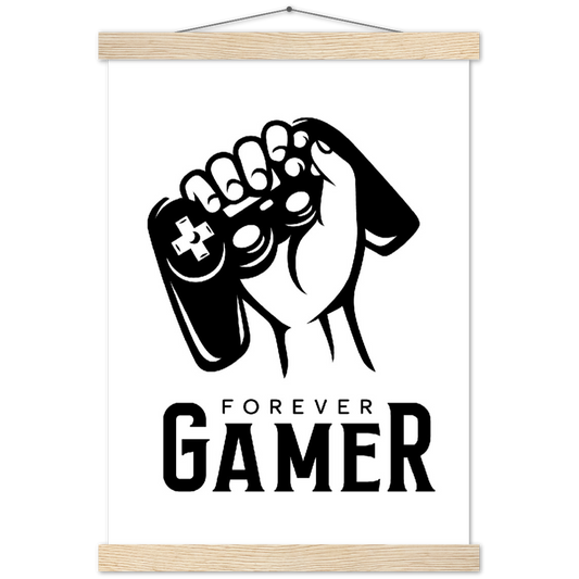 Gamer forever | mat papier poster met houten hanger