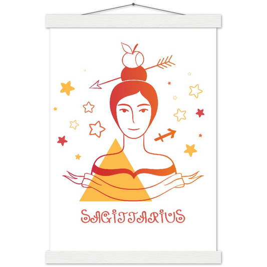 Sterrenbeeld Poster SAGITTARIUS - BOOGSCHUTTER | Gepersonaliseerd | mat papier poster met houten hanger